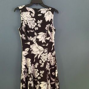 Black and White Floral Midi Dress